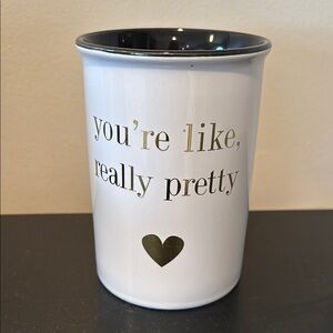 Stylish White makeup brush holder with Gold Accents